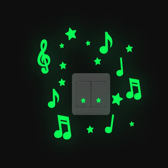 Hot Kids Luminous PVC Switch Sticker Cartoon Glowing In The Dark Wall Sticker Home Room Decor Cat Dog Fairy Star Sticker Toys 6