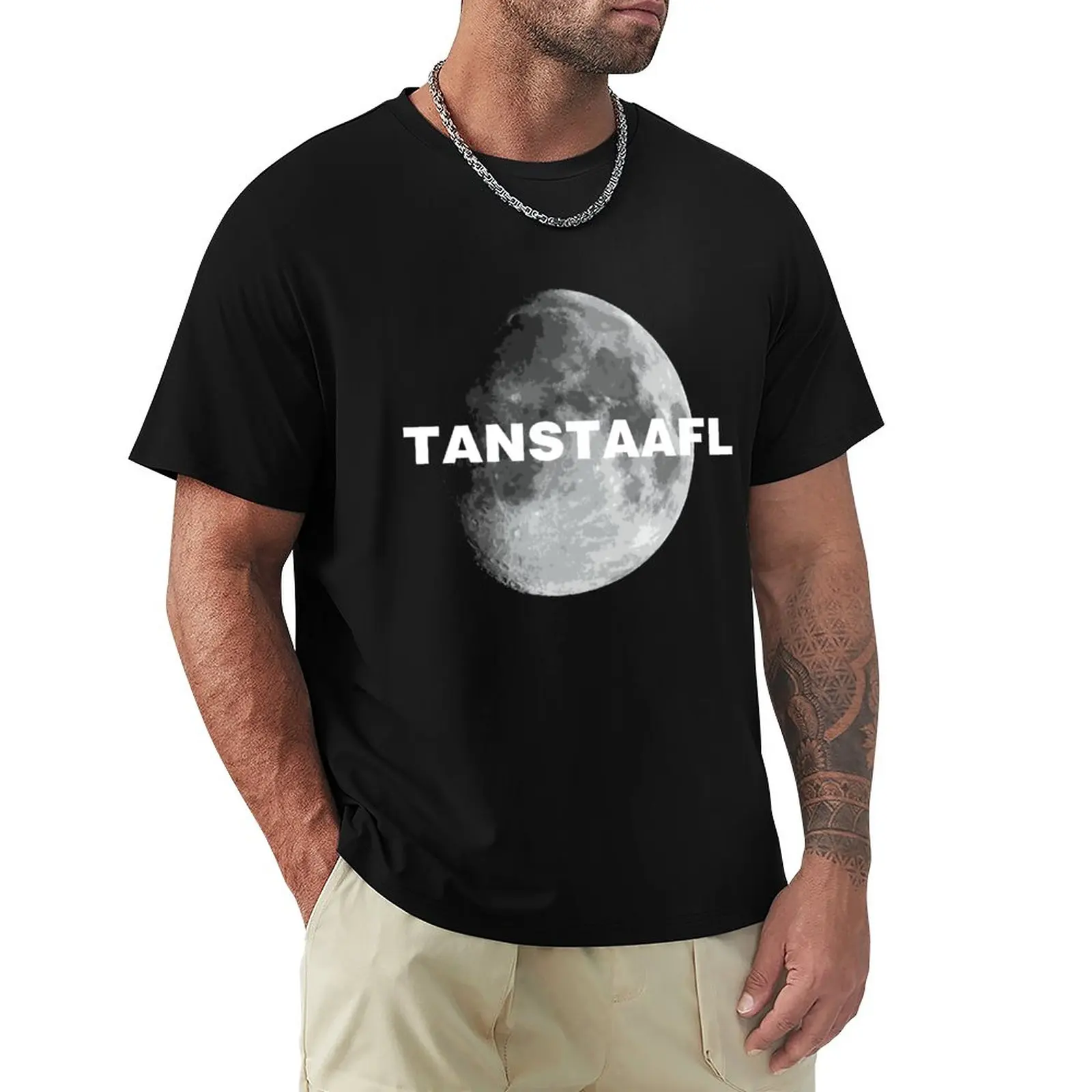

TANSTAAFL & Moon T-Shirt vintage clothes custom t shirt heavy weight t shirts for men