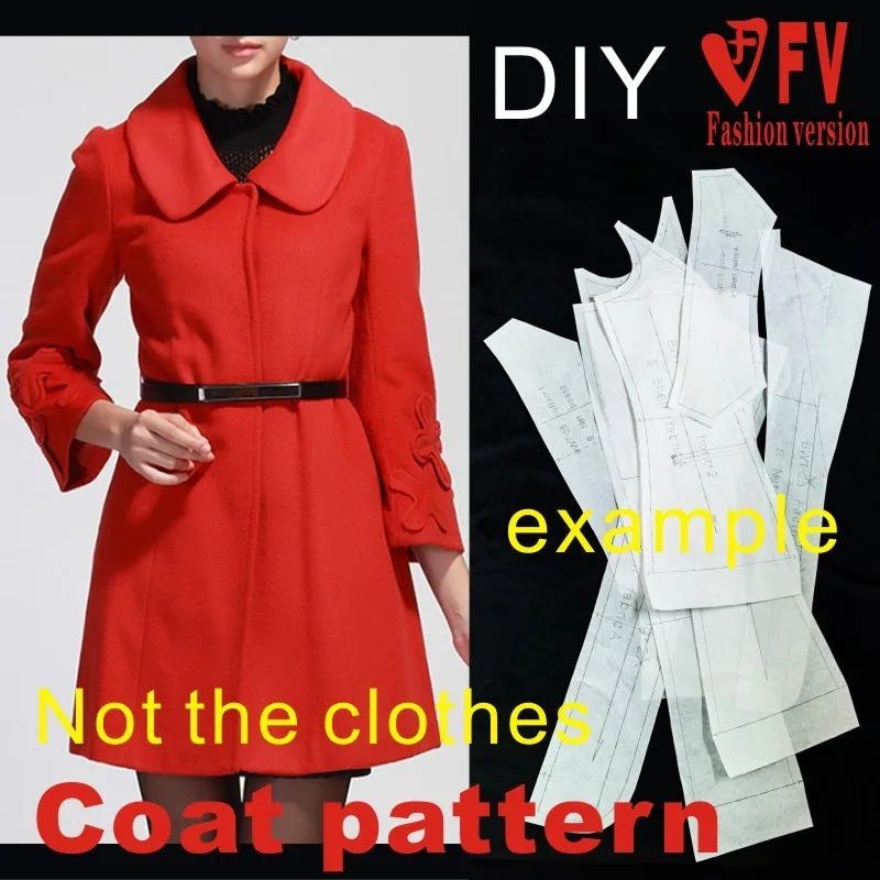 Clothing DIY Overcoat Sewing Pattern Coat Sewing Template Cutting drawing BFY-34