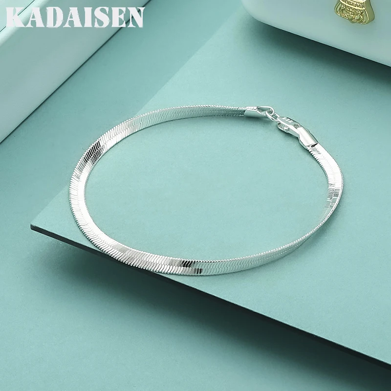 Neu eingetroffen: 925er Sterlingsilber 4MM Kettenarmband für Damen und Herren, modischer Hochzeitsschmuck, Weihnachtsgeschenk, 8 Zoll.