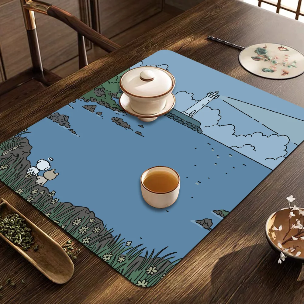 Cat And Rabbit Cartoon Painting Kitchen Draining Mat Tableware Pad Coffee Dish Drying Mat Placemat Bathroom Kitchen Drain Pad 5