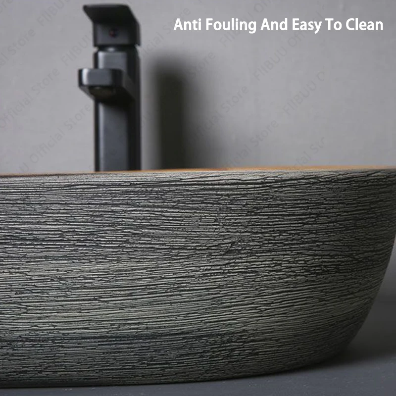Ceramic Table Sink Porcelain Washbasin Above Counter Vanity Bowl Art Basin Countertop Vessel Sink For Bathroom Balcony Lavatory 5