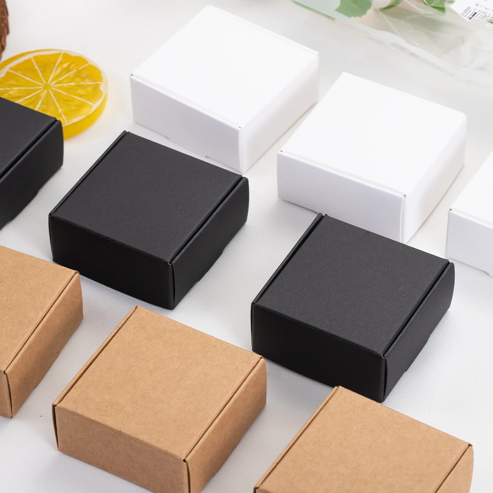 10pcs/lot DIY Kraft Gift Boxes Blank White/Brown/Black Paper Small Soap Box Kraft Cardboard Mini Jewelry Packing Storage Box