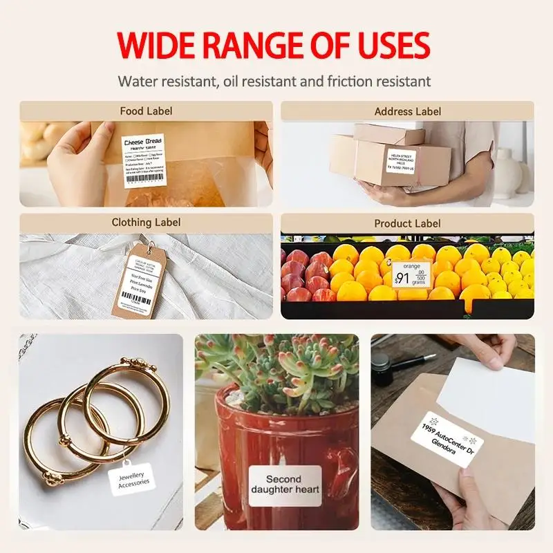 5 롤 열전사 라벨 스티커 흰색 방수 접착 라벨 용지 프린터 용 전사 스티커 57x30mm