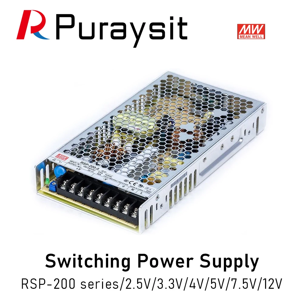 

Импульсный источник питания Puraysit MeanWell RSP-200-2.5V 3,3 В 4 в 5 в 7,5 в 12 В 13,5 в 15 в 24 в 27 в 36 в 48 в