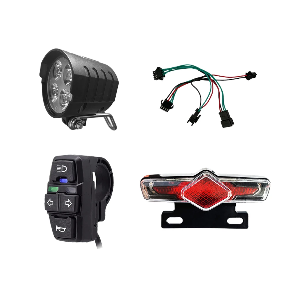 36V 48V 52V 60V E-Bike headlight taillight horn switch set , QD168 headlight +