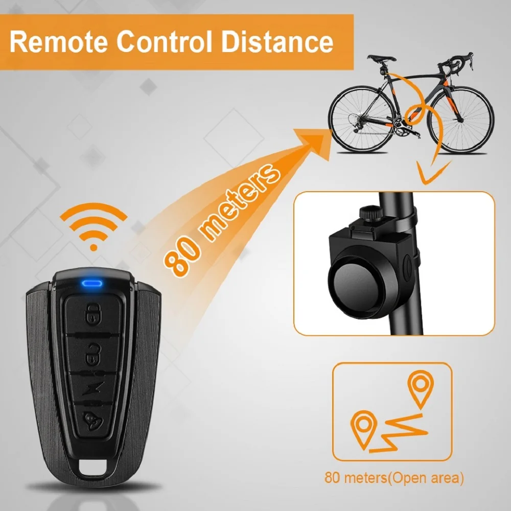 Wireless Bike Vibration Alarm Waterproof USB Charging