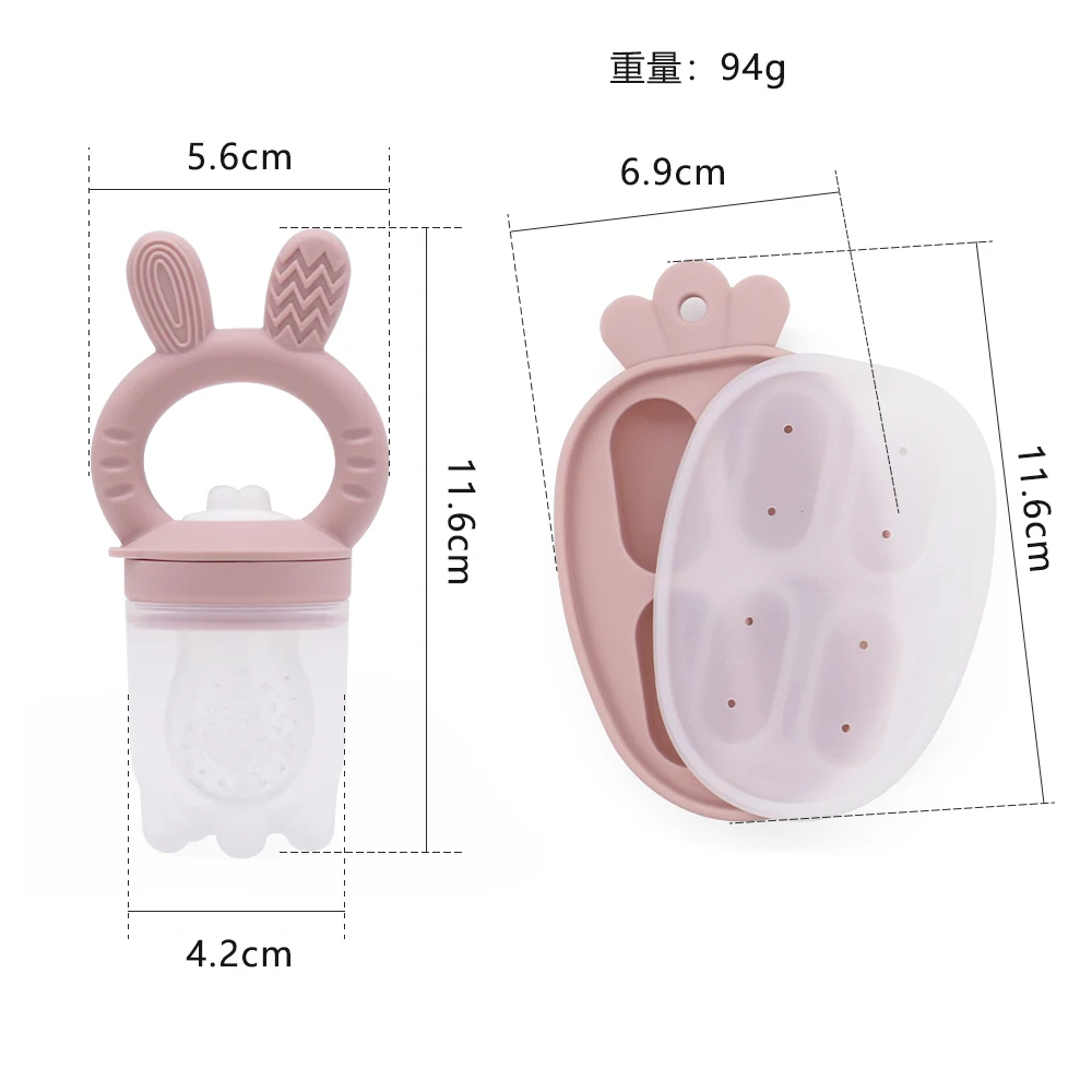Baby Fruit Food Feeder & Mini Freezer Nibble Tray Combo, Breastmilk Popsicle Molds for Cooling Relief, BPA Free Silicone Feeder