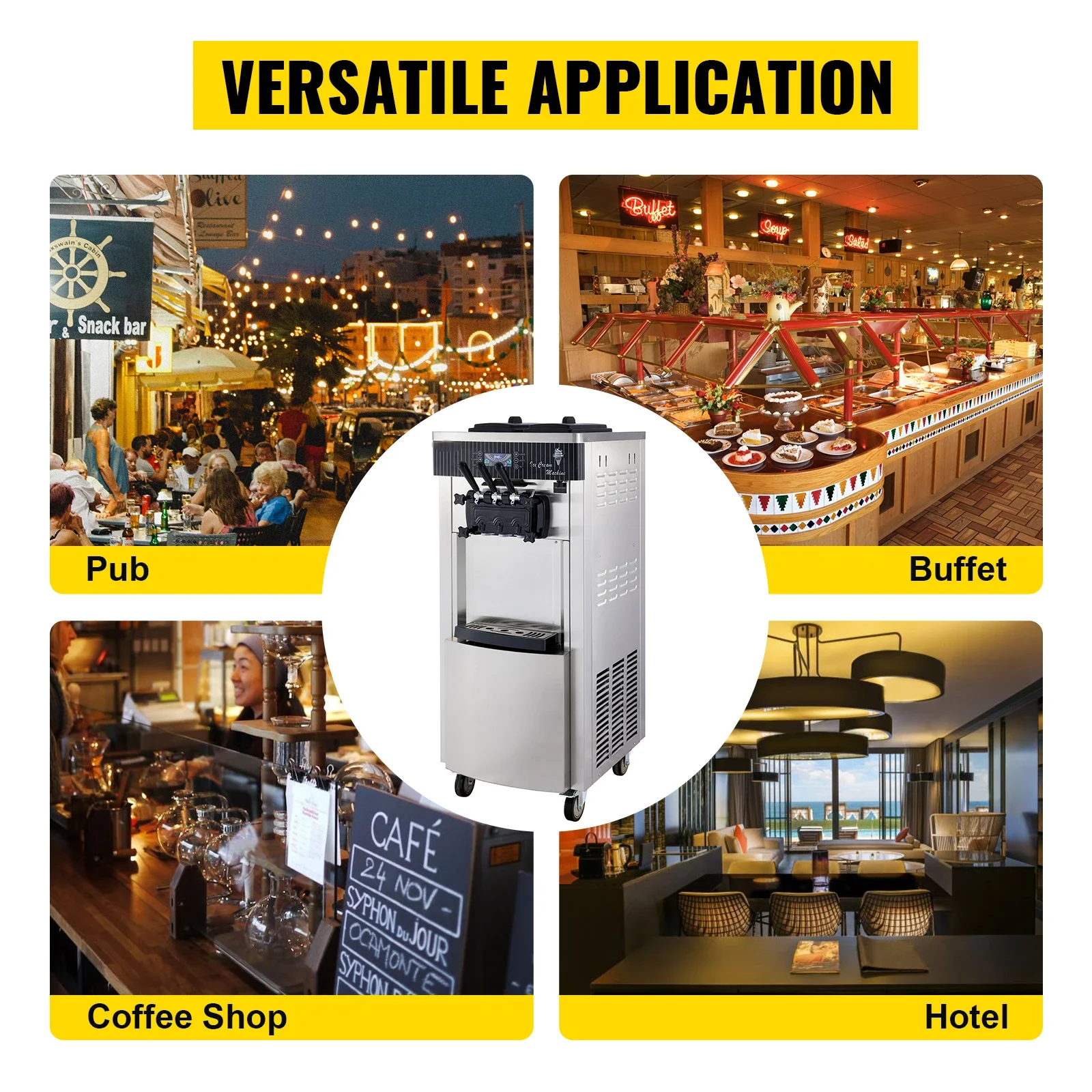 SIHAO Vertikale Softeis-Maschine 2200W 20-28L/H mit Doppel-6L-Behältern und Ein-Klick-Reinigung für Schulen und Imbissbuden – Detail 9