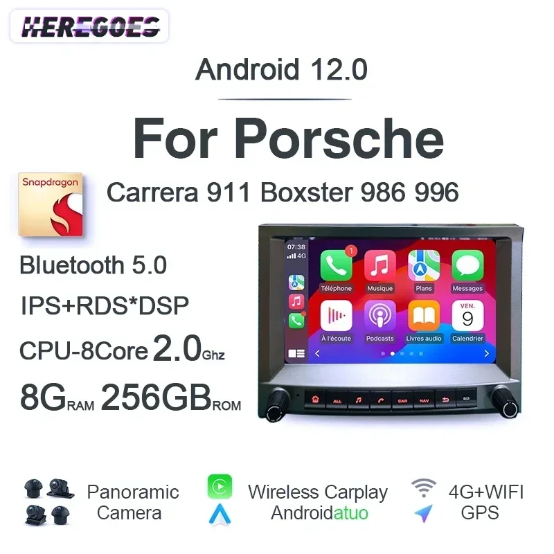 

Авто Android 12 Qualcomm 8G + 256G автомобильный проигрыватель с радио и GPS Carplay Bluetooth навигация Wifi для Porsche Boxster 986 Carrera 996 2002-2006