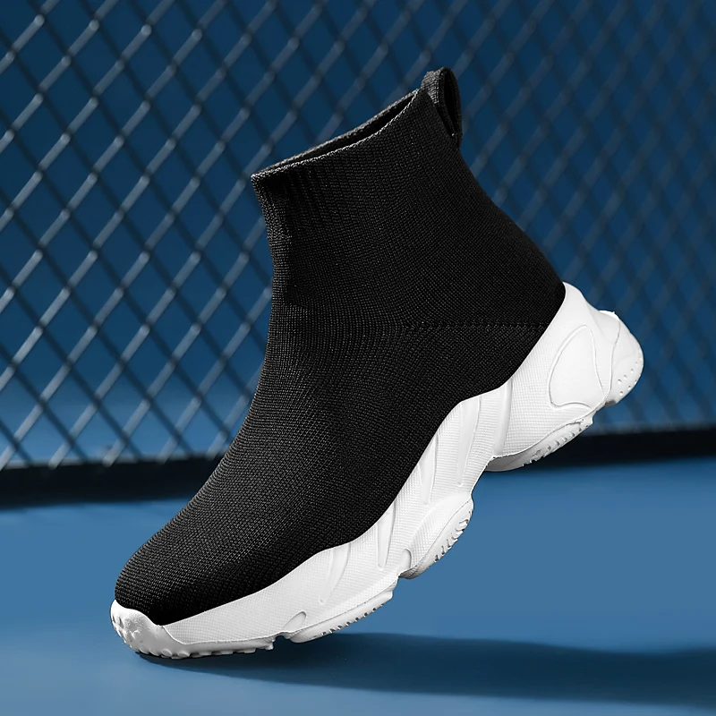 New High Top Comfortable Walking Shoes Boys Girls Breathable Sneakers Kids Children Casual Sports Shoe Socks Loafers Size 27-38