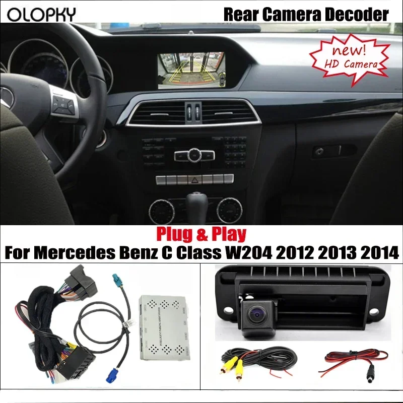메르세데스 벤츠 C 클래스 W204 S204 C204 2012 - 2014 역방향 카메라 키트, HD 후방 주차 카메라 업데이트 OEM 화면