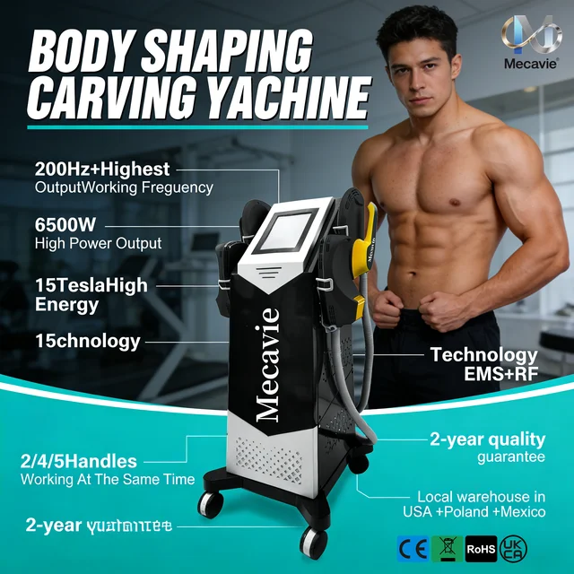Professional-Grade MECAVIE 2026 New RF Body Shaping Tool 6500W Muscle Booster Newest EMS Equipment for Fitness And Health