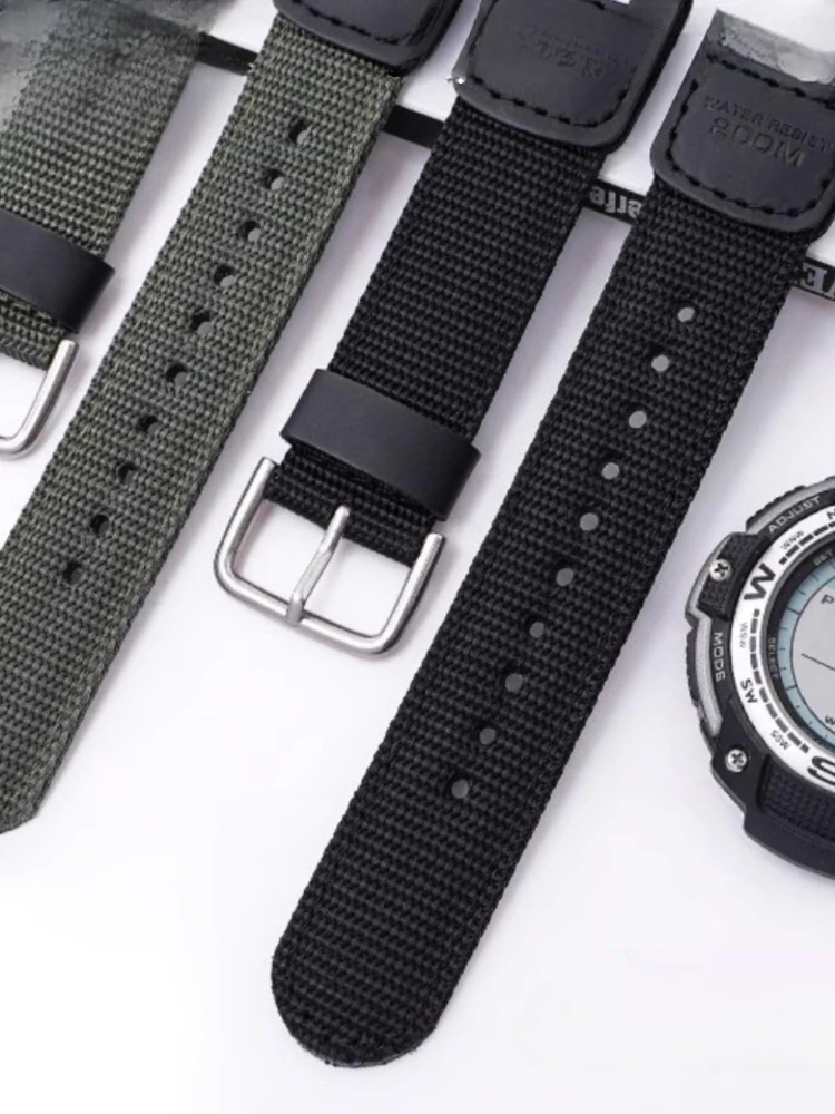 Cinturino Per Orologio Con Fibbia Pieghevole In Acciaio Inossidabile Solido Per Casio Sgw-100 Nylon Tela Resistente Al Sudore Sgw-200/Cinturino Serie 