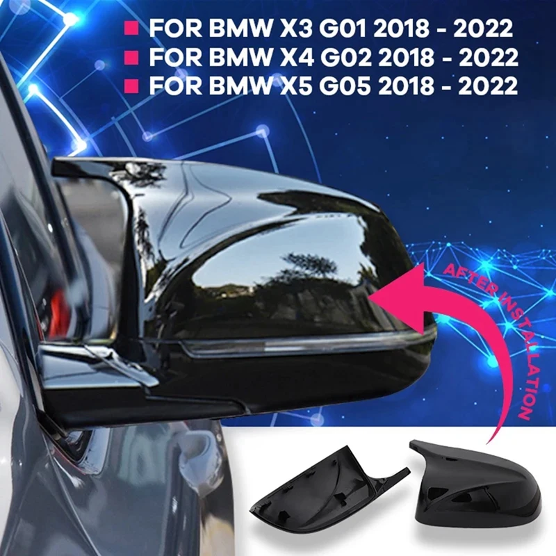

1 пара колпачков для боковых зеркал заднего вида для BMW X3 G01 X4 G02 X5 G05 2018-2022, черные аксессуары