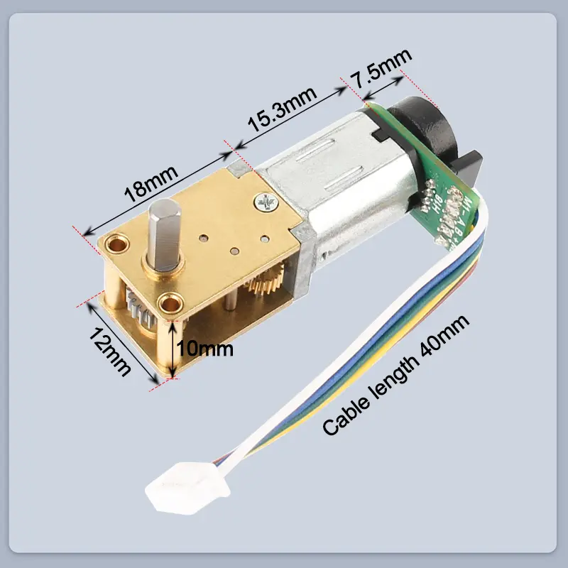 DC 3V 6V 12V N20 22rpm 550rpm Worm Gear Motor Full Metal Gearbox With 7PPR Encoder image 1