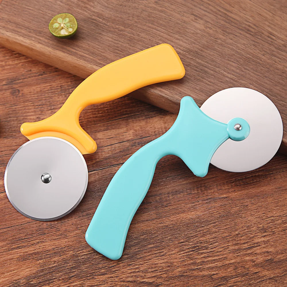 1PC Plastic Handle Small Cake Maker Circular Stainless Steel Pizza Wheel Cutter Roller Cake Maker