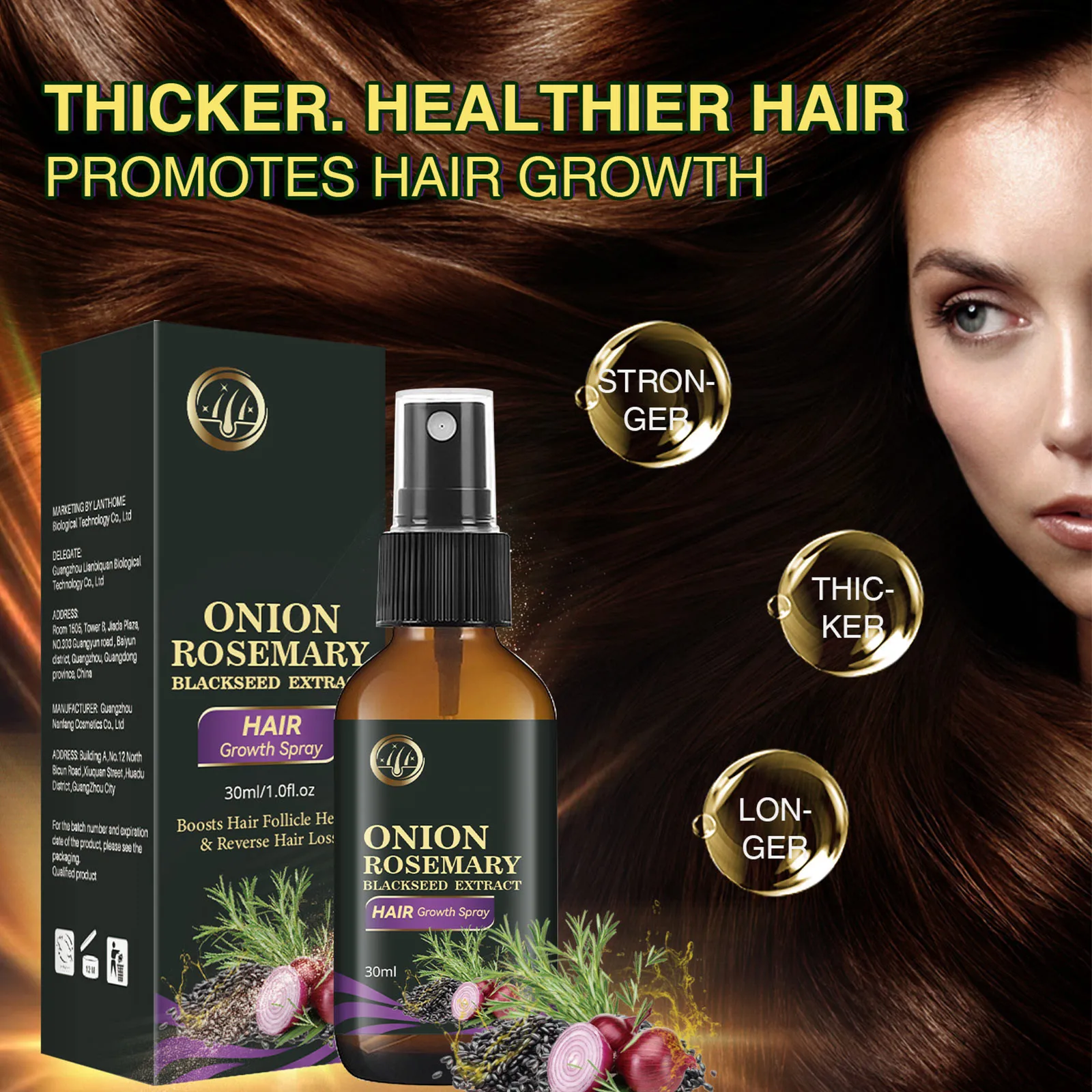 Onion & Rosemary Extract Hair Growth Spray 30ml