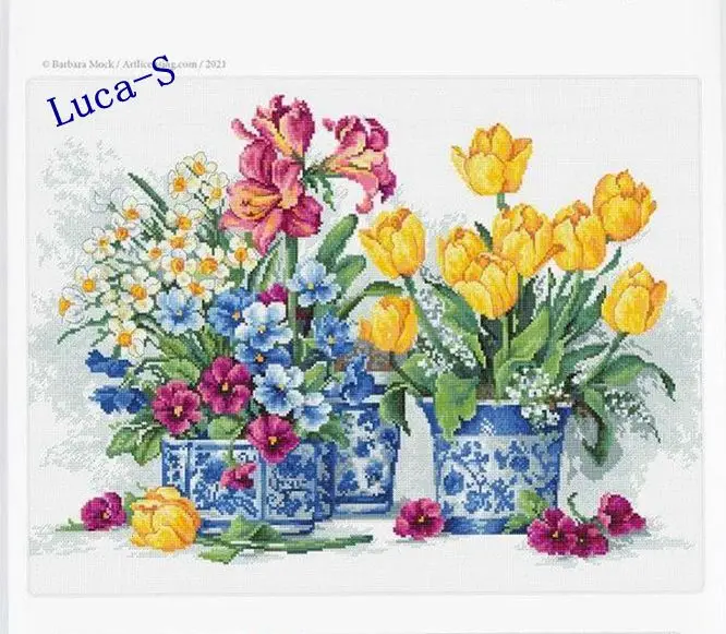 

Набор для вышивки крестиком, Набор для вышивки из холста 14CT, 18CT, 25CT, «сделай сам», нитки DMC, снеговик B2385, весенний сад 58-43