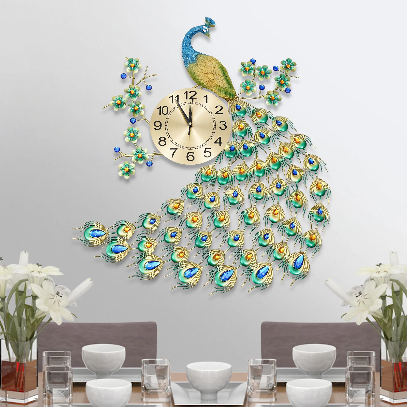 

Peacock Wall Clock Modern Disign Wall Clocks Creative Dining Room Decor Living Room Decoration Wall Watch Home Decor