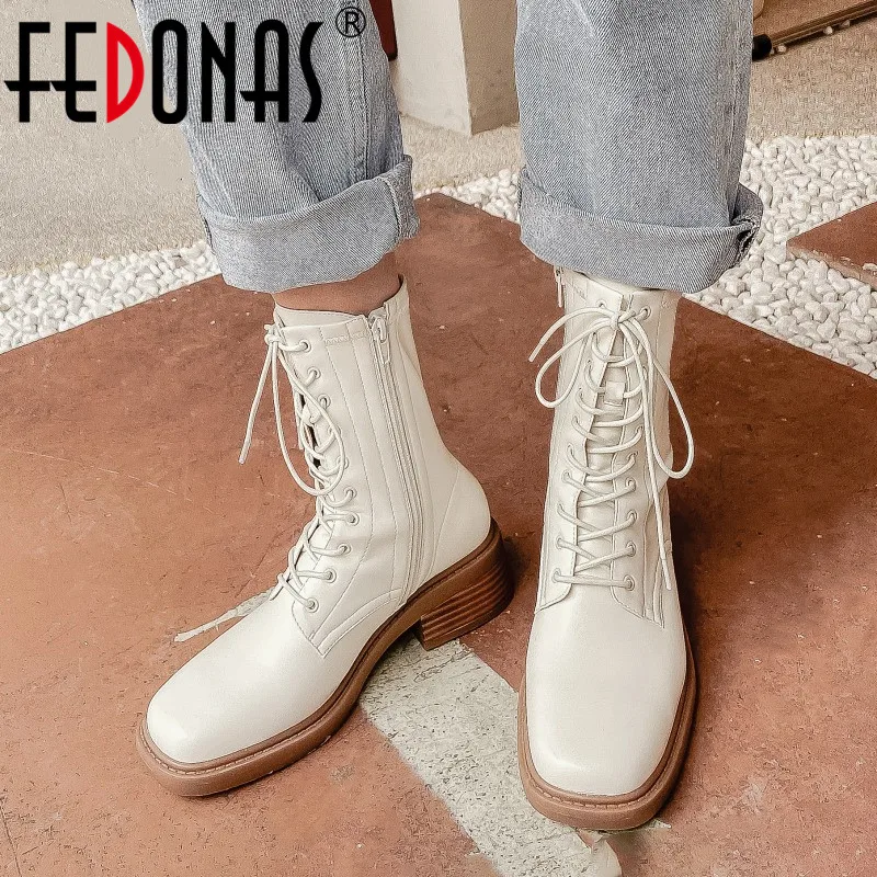 

FEDONAS Leisure Outdoor Women Ankle Boots Classic Cross-Tied Casual Short Boots Side Zipper Autumn Winter Basic Shoes Woman New