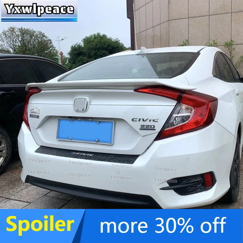 

For Honda Civic 2016 2017 2018 2019 10th High Quality ABS Plastic Unpainted Color Car Rear Wing Trim Rear Trunk Lip Spoiler