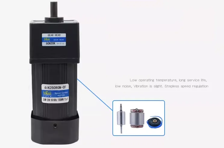 단상 AC 감속 속도 조절 모터, 전진 및 후진 + 속도 컨트롤러, 6IK180RGN-CF, 180W