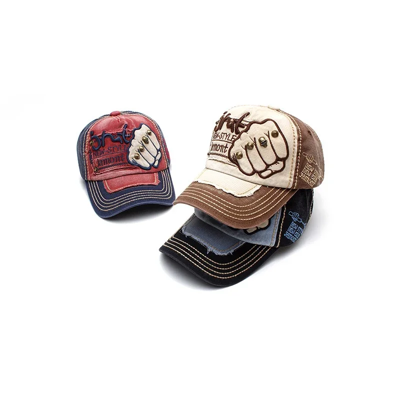 Fashion Baseball Cap Sports Outdoors Casual Cap Sun Hat Gorras Hip Hop Caps On Size Adjustable unisex Fist Rivet Patche baseball cap