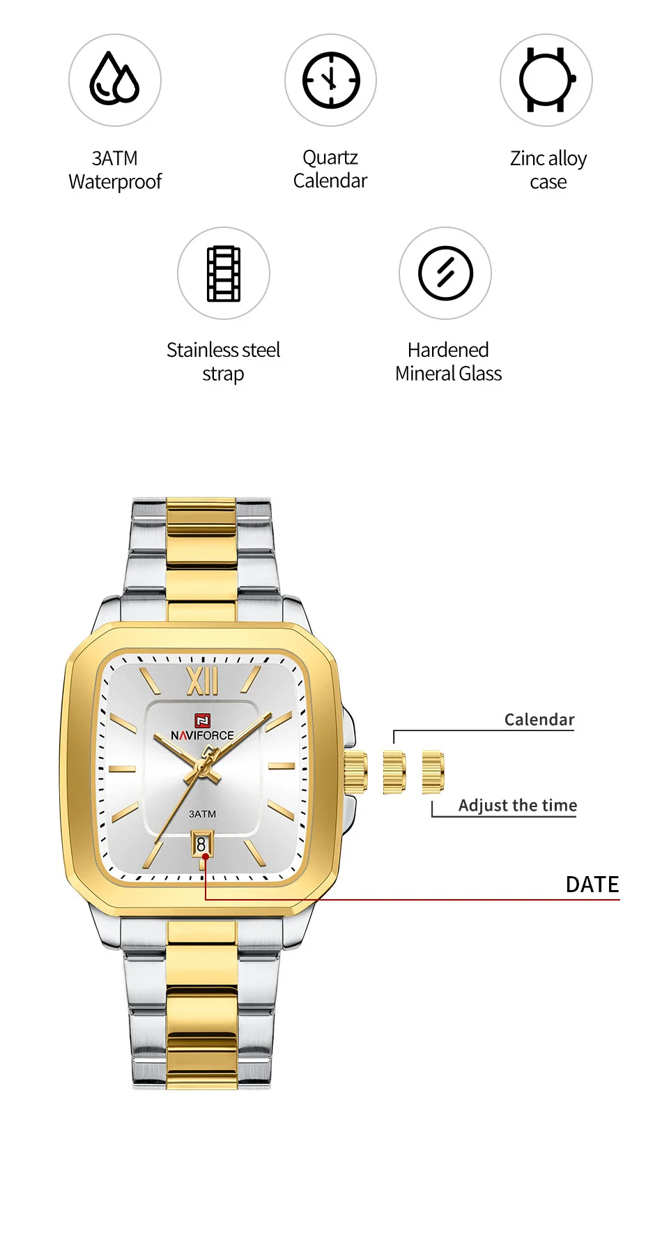 NAVIFORCE NF9239 Romantic Couple’s Watch description image 3