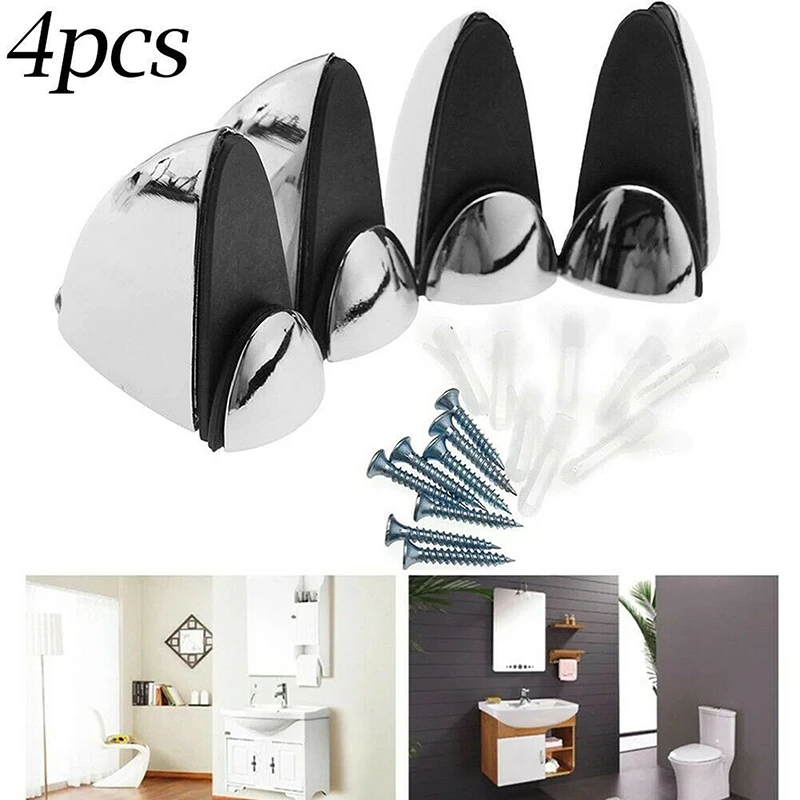 Metal Glass Clamps Shelf Clip Brackets Support Shelf Holder 4pcs 38x40mm Polished Chrome Clamps for Bathroom Glass Wood Shelves
