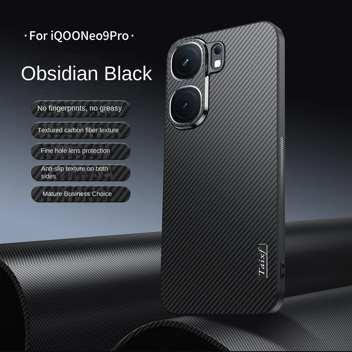 Carbon Fiber Pattern Business Style Phone Case with Lens Protection and Shockproof Back Cover