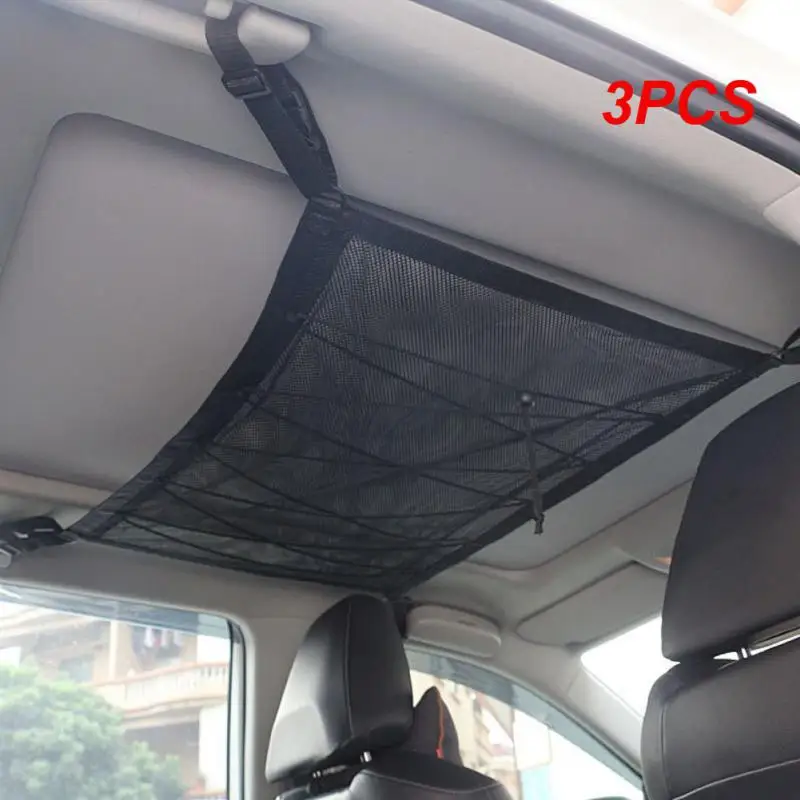 

3PCS Car Roof Storage Net Internal Cargo Net Bag Nylon Mesh Universal Wear Resistance Portable Car Accessories