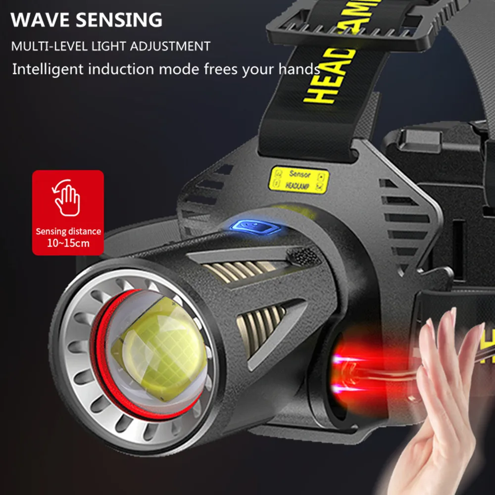 XHP360 고성능 LED 헤드램프 슈퍼 밝은 줌이 가능한 헤드라이트 USB 충전식 강한 빛 헤드 램프 낚시 캠핑용