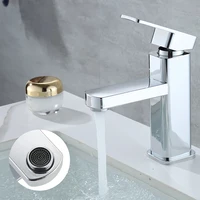 Basin Faucet Bathroom Sink Faucet 304-Stainless-Steel Deck Mounted Single Cold Water Basin Taps Silver Square Lavatory Sink Tap 1