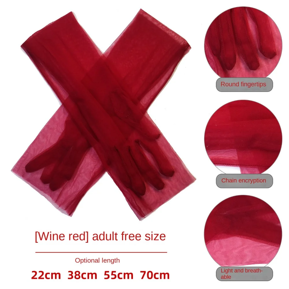 Transparent Transparent Driving Gloves Sheer Tulle Sun Protection Sunscreen Driving Mittens Breathable Black