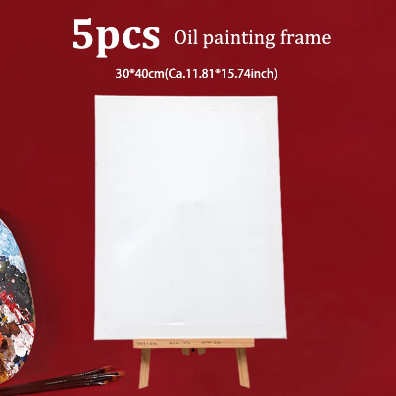 Stretched Canvas Painting Supplies 5pcs Blank Square Canvas Frame 11.81x15.74 Inches ( 30 X 40 Cm) Cotton Artist Canvas Boards For Painting HB-16