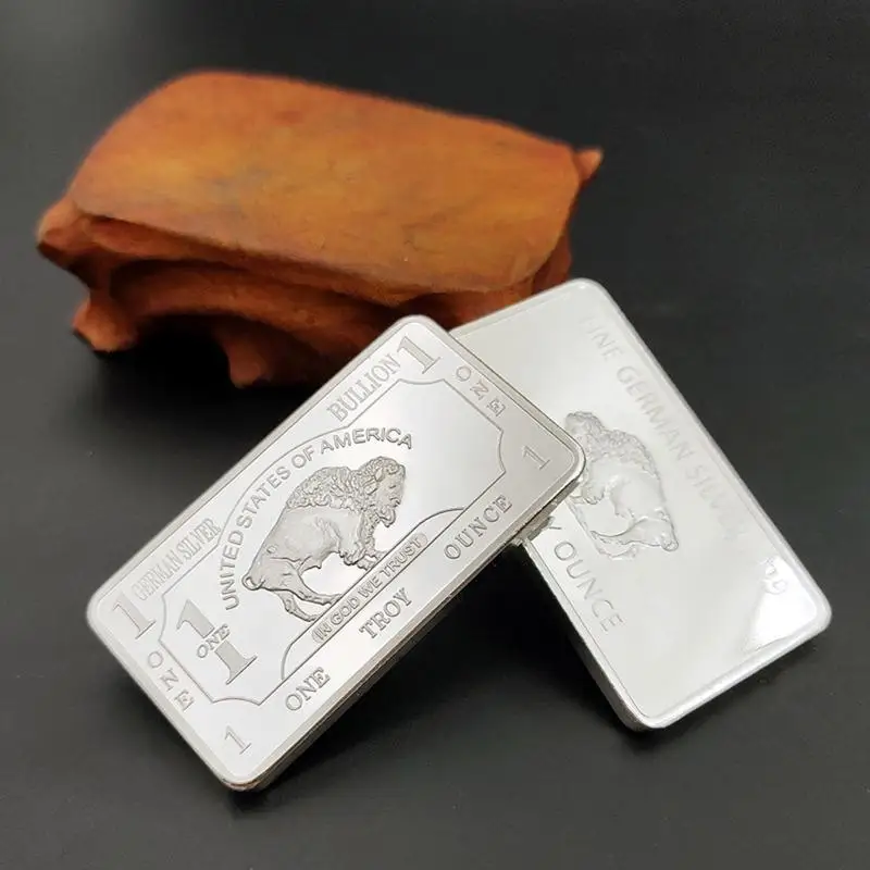 Commercio All'Ingrosso Di Menta Tedesca 1 Oncia Troy Buffalo German Silver Bullion Bar Replica Collezione Di Monete Per Regali Aziendali