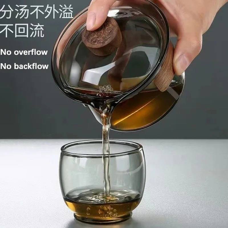 Japanese Glass Gaiwan Tea Tureen Single Heat-resistant and Scald Proof Sancai Cup Tea Set Kung Fu Cup and Bowl tea set