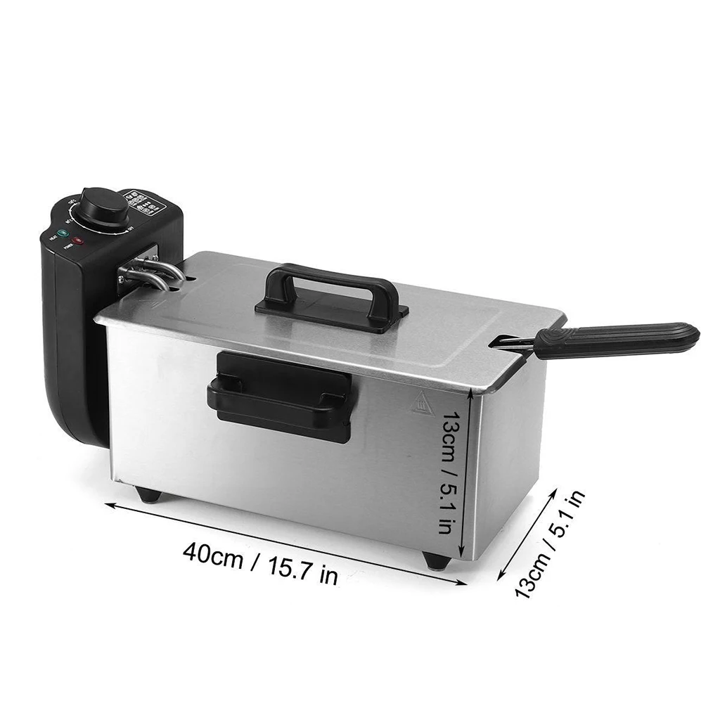 2000 Watt Stainless Steel Triple Basket Electric Deep Fryer, Household commercial fryer machine, fried skewers, European regulation, deep fryer