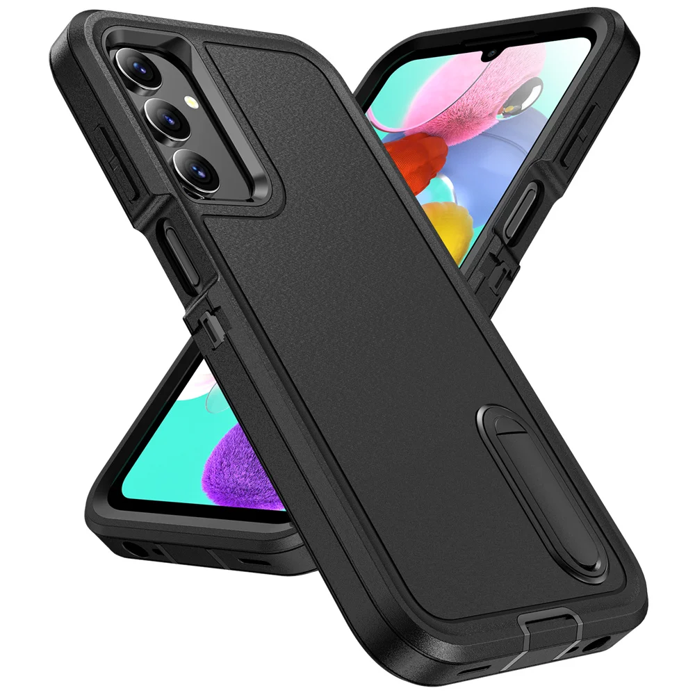 3-in-1 Hybrid Shockproof Armor Case with Matte Folding Stand Cover