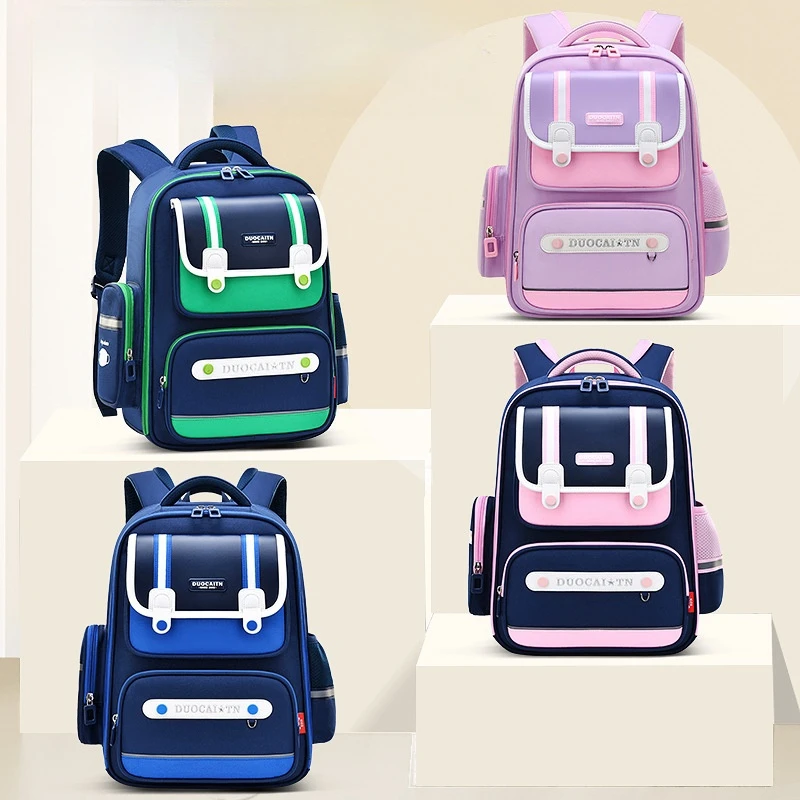 School Bags Primary School Children British Style Shoulders Backpack Boys and Girls Large Capacity Multi-Compartment Schoolbag