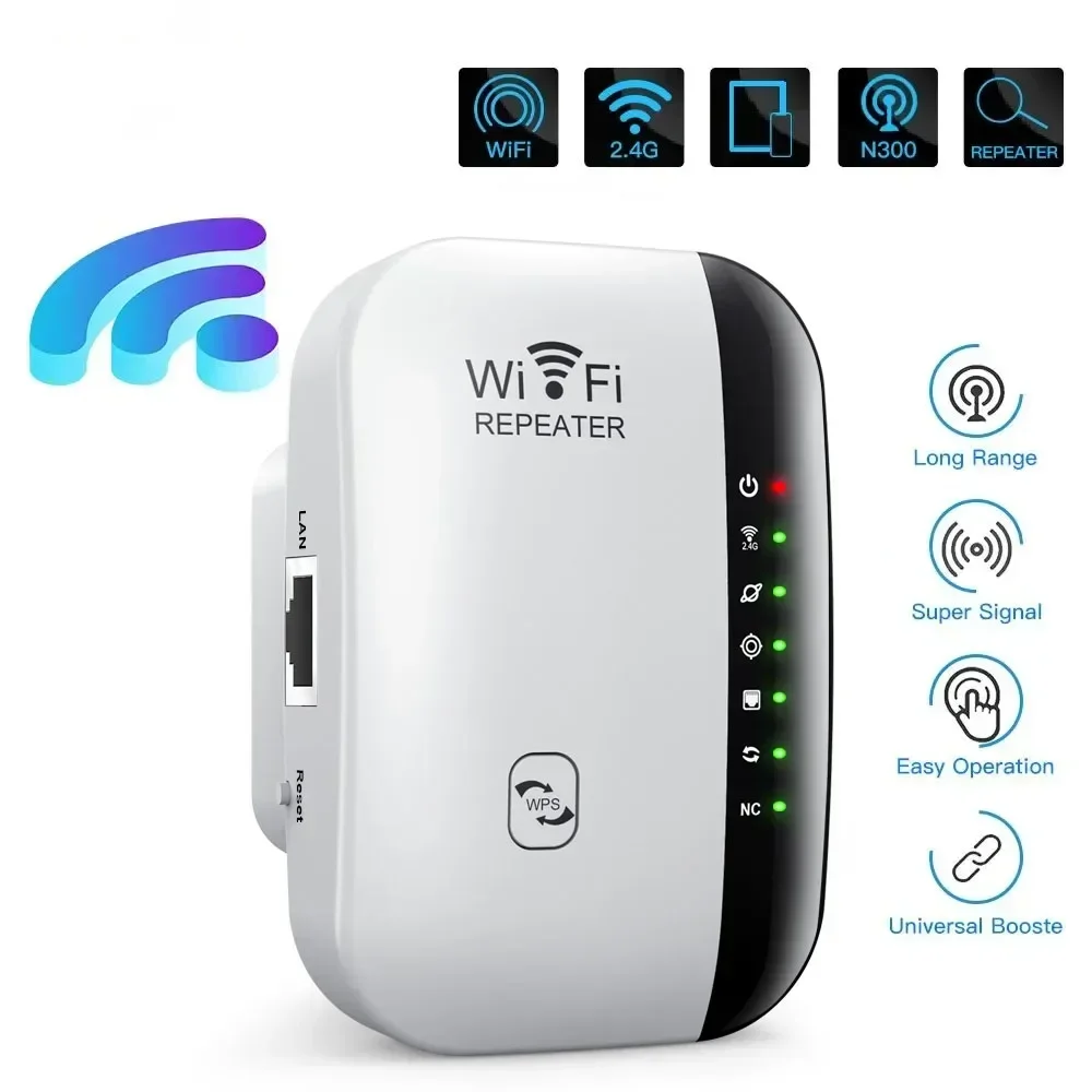 Repetidor Wi-Fi sem fio para casa, terceira geração, 7 lâmpadas, 300Mbps, roteador 2.4G, extensor de alcance, amplificador de sinal wi-fi, novo