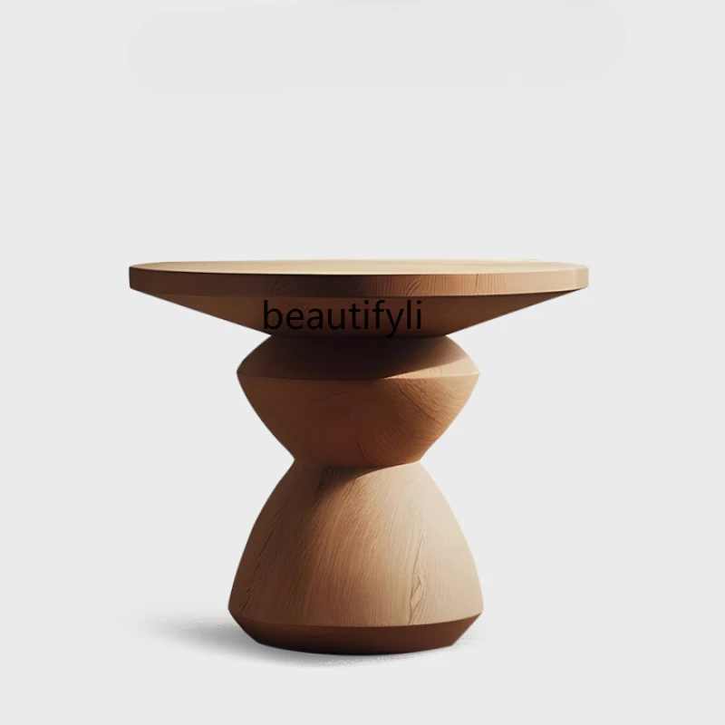 

Italian Solid Wood Side Table Living Room Sofa Light Luxury Small Coffee Table Quiet Wind Edge Table-Side Cabinet