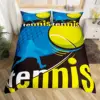 Tennis Court Print Duvet Cover Set,Boys Sports Games Themed Comforter Cover,Yellow Tennis Racket Sporting Equipment Bedding Set 3