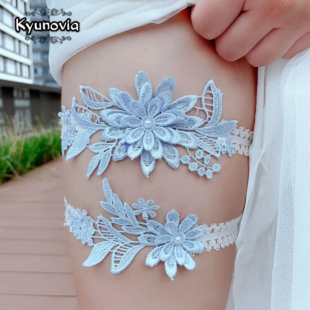 Blue Lace Bridal Garter Lace Wedding Garter Elegant Bridal Shower Gift Women Thigh Ring Leg BY26 bridal garter belt