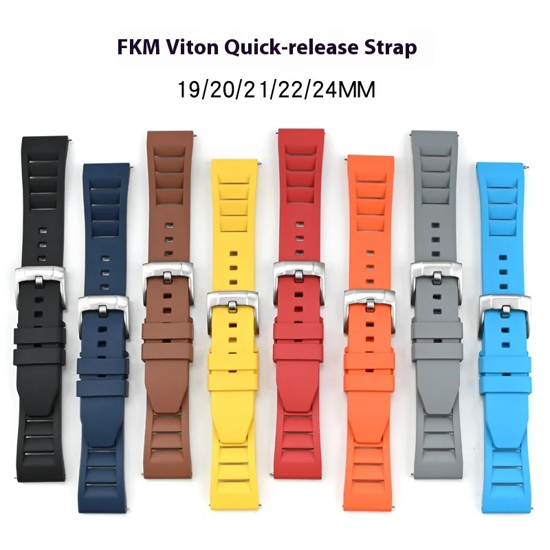 Breathable Quick Release Waterproof FKM Rubber Watch Strap