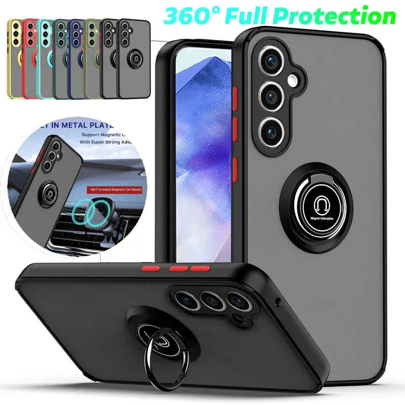 Magnetic Matte Protective Ring Case - Sleek and Durable Smartphone Cover