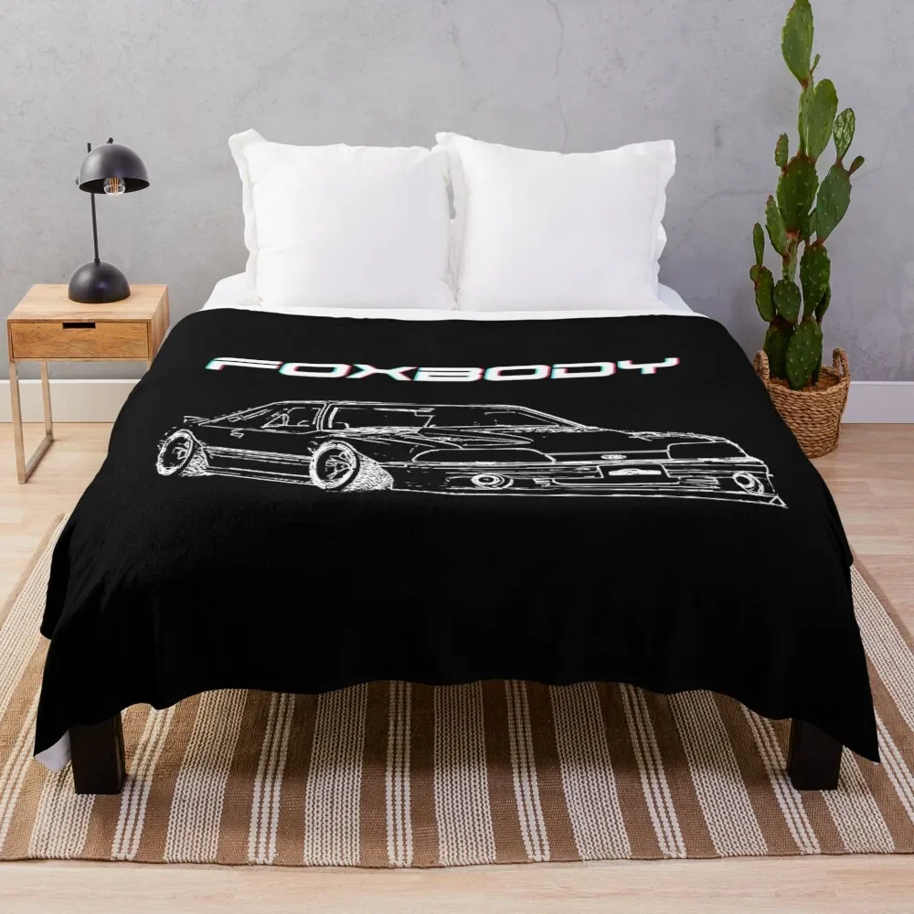 Terza Generazione Mustang Foxbody Fox Body Custom Line Art Throw Coperta Letto Regalo Personalizzato Coperte Da Campeggio