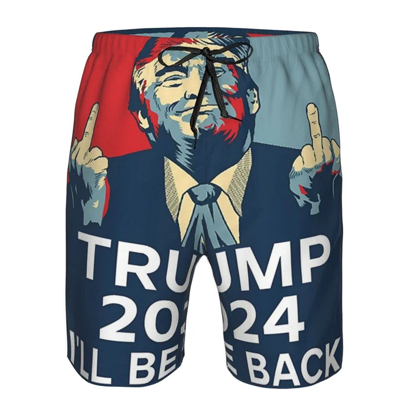 2024 New In Donald Trump Beach Shorts For Men American President Trump Surfing Board Shorts Swimming Trunks Mens Streetwear 2