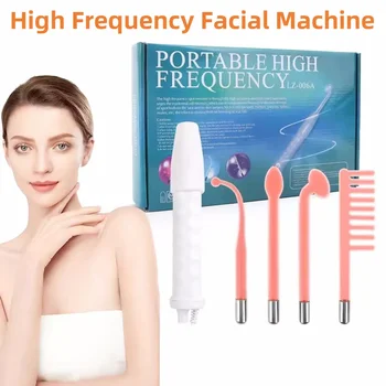 Machine faciale haute fréquence 4 en 1, électrique portative pour le visage, outils de beauté de la peau, baguette néon Portable, baguette de thérapie de traitement de l'acné